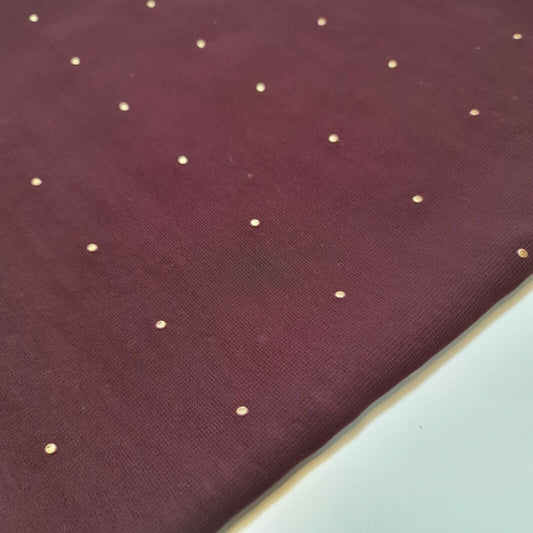 Weicher Poly-Kreppstoff mit Tier- und Blumenmuster, Kleiderstoff, Bastelstoff, 147,3 cm, Meterware (Tautropfen, Burgunderrot)