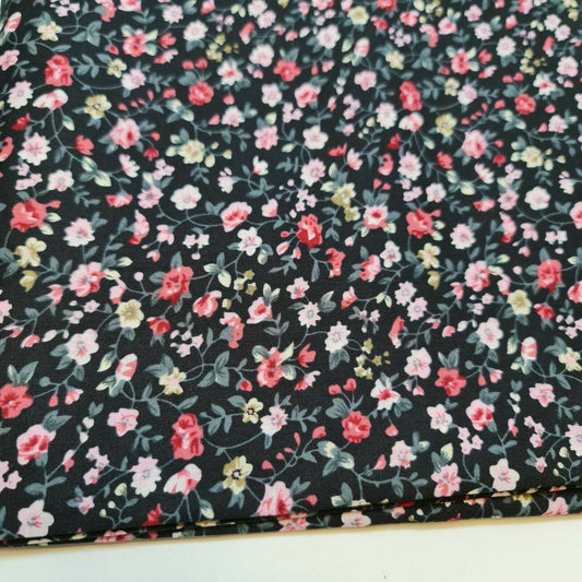 100% Cotton Poplin Ditsy Flower Print Fabric Dress Craft Soft Fabric 58" Meter (Plum)