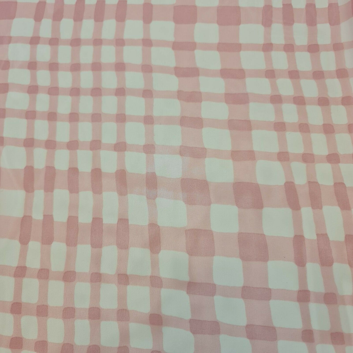 Tartan Checks Pink Print Soft Poly Crepe Dress Drape Craft Fabric 58" By Meter