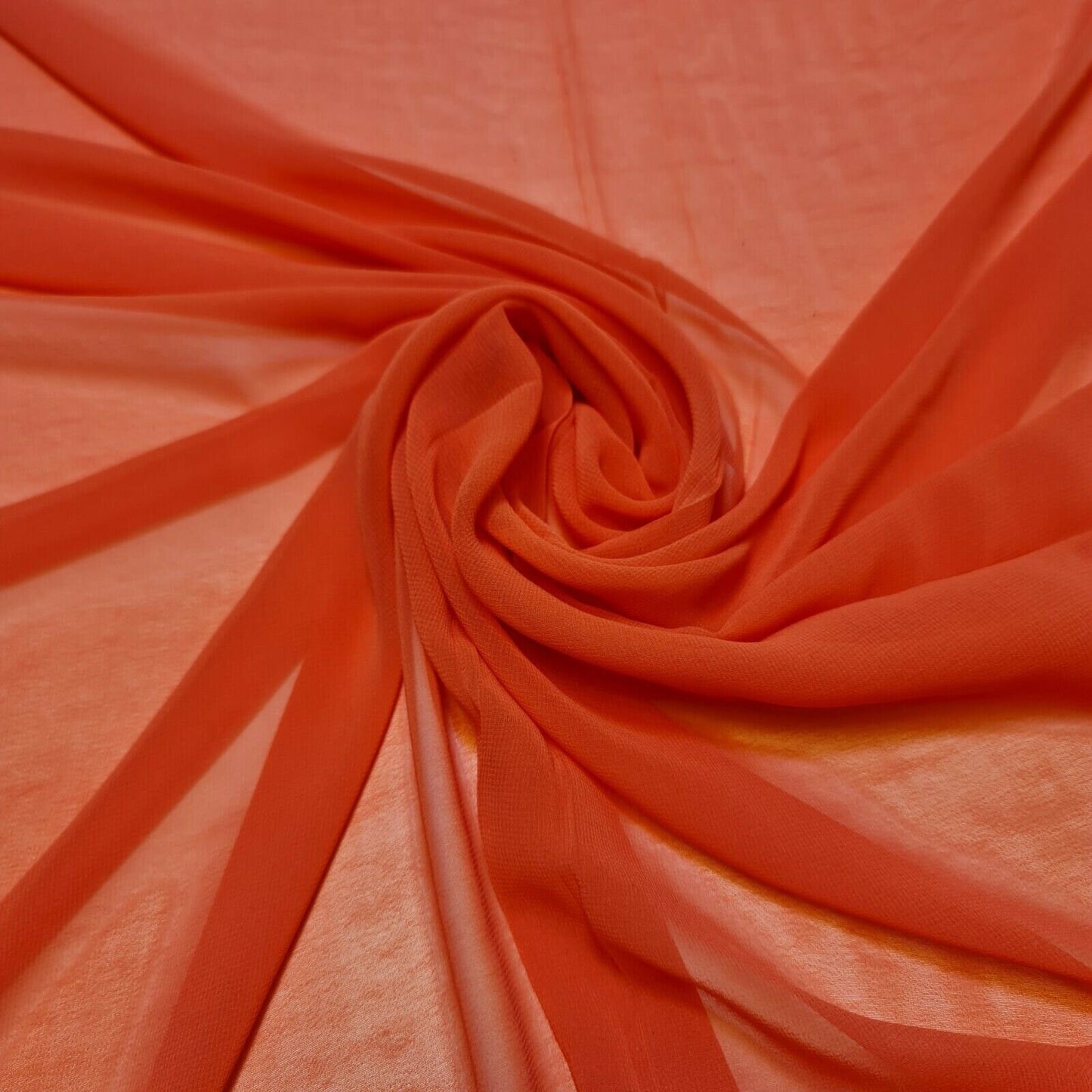 Coral Chiffon Sheer Fabric Plain Soft Lightweight Polyester Dress Material 58"