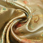 Traditional Chinese Embroidered Brocade Poly Silky Satin Oriental Dragon Print By the Meter (Gold)