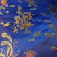 Traditional Chinese Embroidered Brocade Poly Silky Satin Oriental Dragon Print (Navy Blue)