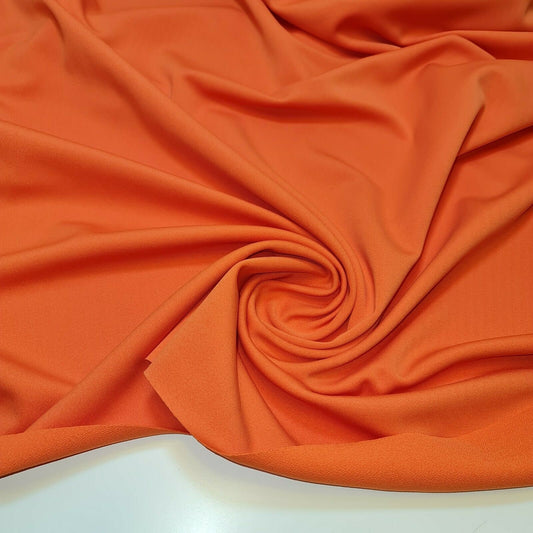 Scuba Crepe Fabric 4 way Stretch Elastane Jersey Spandex Dress Material 58" wide (Tangerine)