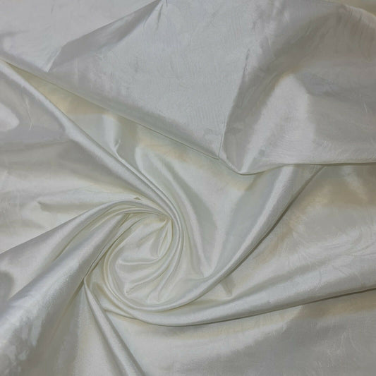 Ivory Floral Self Print Faux Silk Taffeta Material Dress Craft Cushion Curtain Fabric 58" By Meter