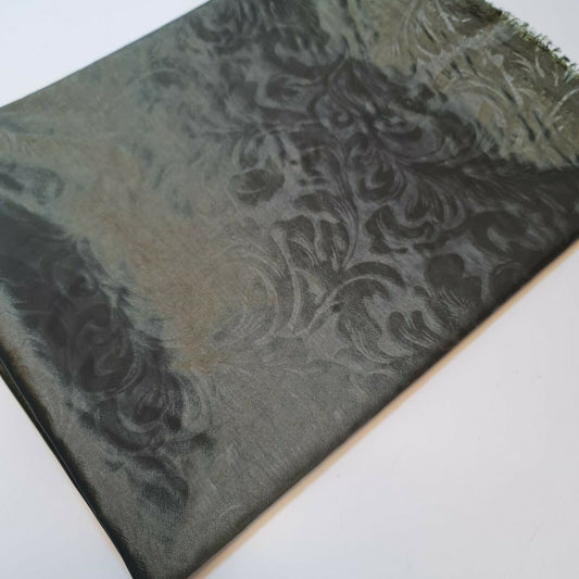 Dark Olive Floral Self Print Faux Silk Taffeta Material Dress Craft Cushion Curtain Fabric 58" By Meter