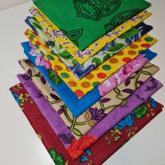 8 Pcs 100% Cotton Floral Fabric Assorted Pre-Cut 50X50cm Fat Quarter Craft Quilting Patchwork Bundle