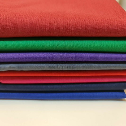 100% Cotton Fat Quarter Fabric Bundle of 8 50x50cm Bright Plain Solid Colours Quilting Patchwork Material
