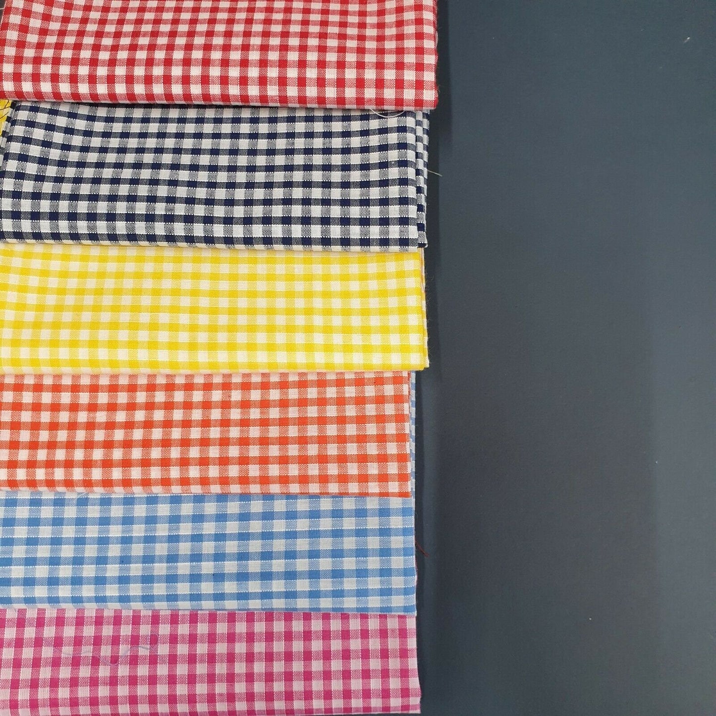 Polycotton-Bündel mit 6 Gingham-Stoffen, 1/4-Karos, Fat Quarter, 50 x 50 cm, Quilting-Patchwork-Material