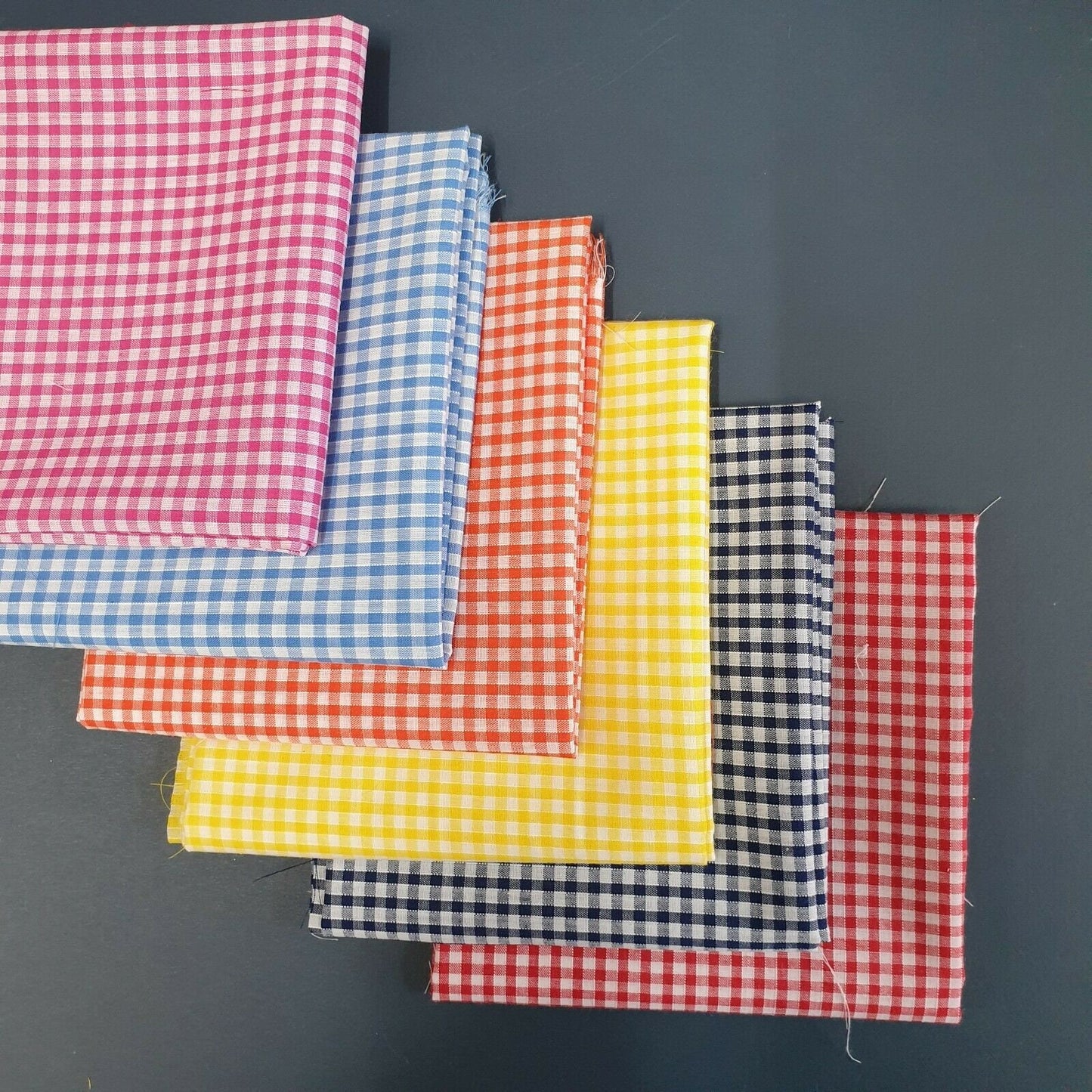 Polycotton-Bündel mit 6 Gingham-Stoffen, 1/4-Karos, Fat Quarter, 50 x 50 cm, Quilting-Patchwork-Material