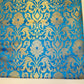 Luxurious Floral Gold Metallic Indian Banarasi Brocade Fabric 44" By The Meter (Turquoise)