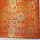 Floral Gold Leaf Damask Metallic Indian Banarasi Brocade Fabric Design 44" Meter (Orange)