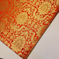 Floral Gold Leaf Damask Metallic Indian Banarasi Brocade Fabric Design 44" Meter (Orange)