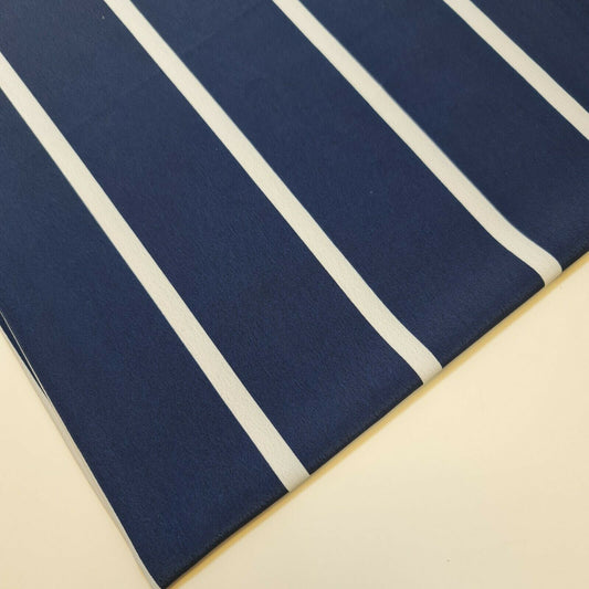 Marineblauer, weiß gestreifter Kreppstoff für Kleider, 147,3 cm, Meterware