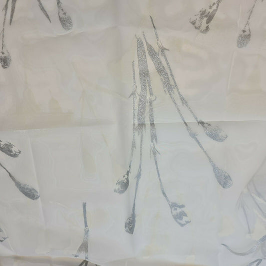 Organzastoff mit Silberfoliendruck, Meterware, 147,3 cm, Weiß