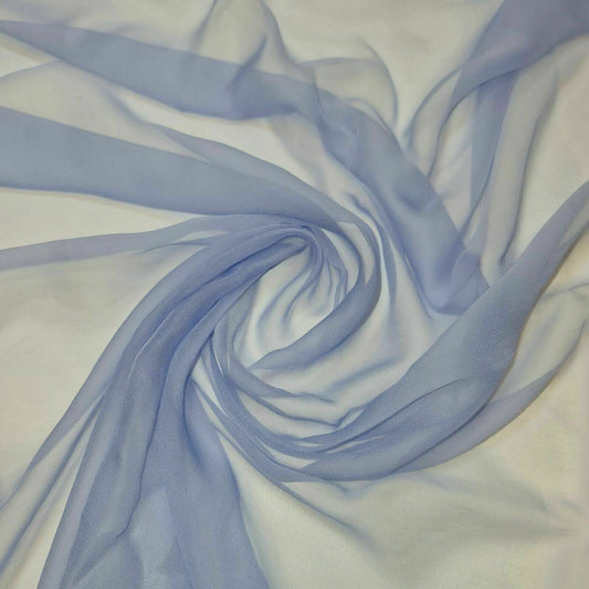 Vintage Japan Crepe Chiffon Georgette Sheer Decor Drape Dress Fabric 36" Meter (Pale Blue)