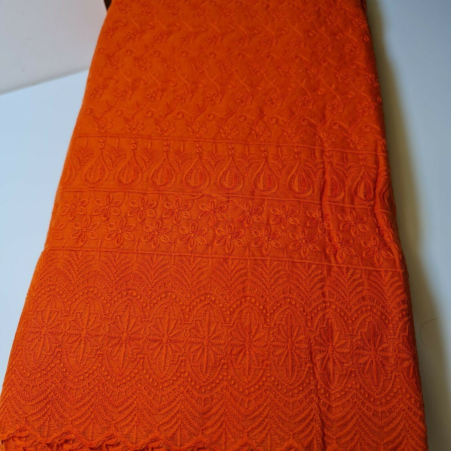 NEW SPRING 100% Cotton Lawn Broderie Anglaise Embroidery Dress Craft Fabric 44" (Orange)