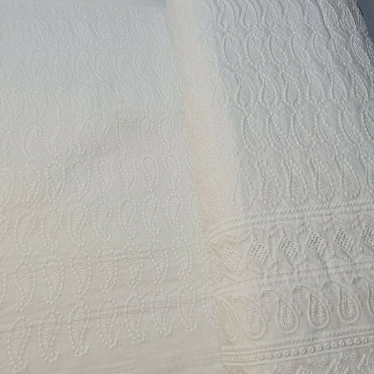 NEW SPRING 100% Cotton Lawn Broderie Anglaise Embroidery Dress Craft Fabric 44" (Ivory)