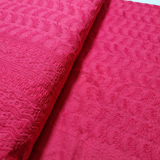 NEU FRÜHLING, 100 % Baumwollbatist, Broderie Anglaise Stickerei, Kleiderbastelstoff, 111,8 cm (Fuchsia)