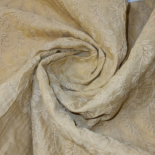 NEU FRÜHLING: 100 % Baumwollbatist mit Lochstickerei, Kleider- und Bastelstoff, 111,8 cm (Hellbeige)