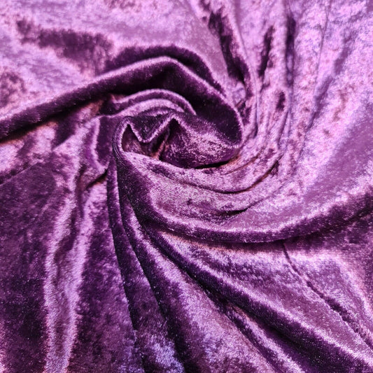 Plain Velvet Fabric Premium Frushed Stretch Dress Craft Wedding Material 60" (Purple)