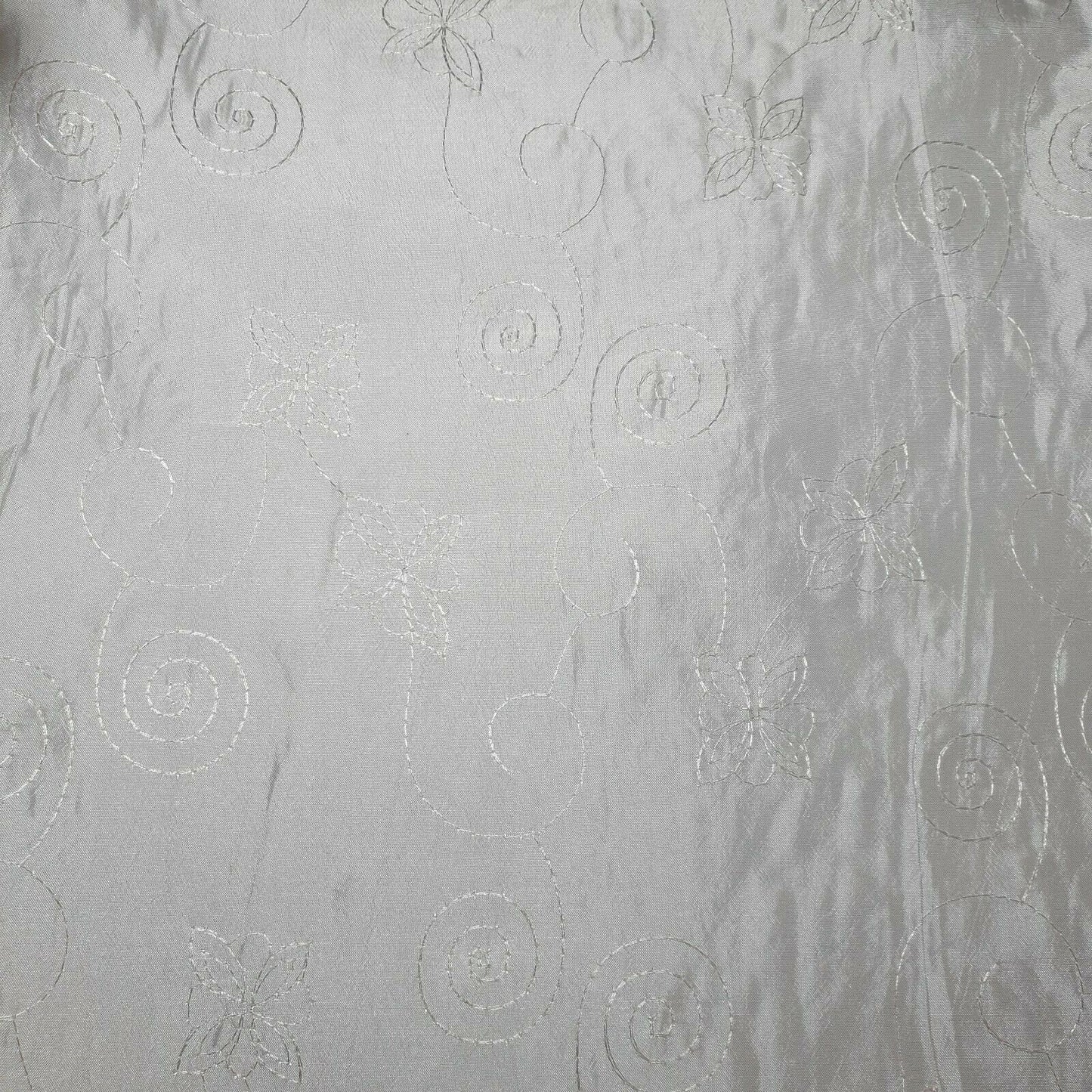 Luxurious Embroidery Faux Silk Taffeta Dress Craft Cushion Curtain Fabric 58" (White)