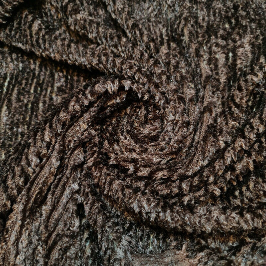 Brauner Kunstfellstoff mit kurzem Flor, weicher Stretchstoff für Kleider und Bastelarbeiten, Meterware