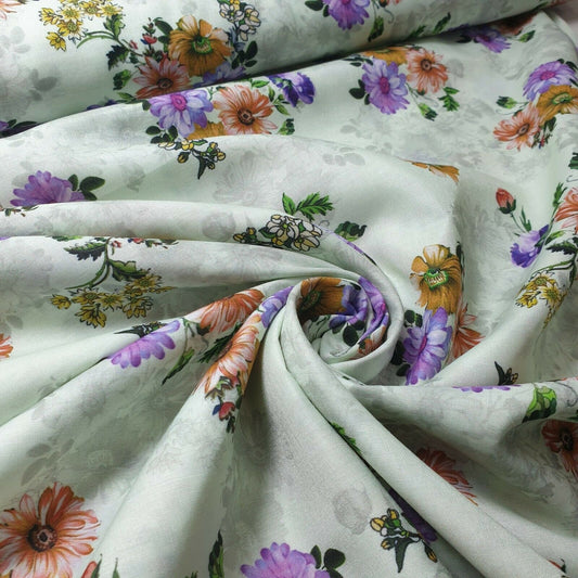 Digital Floral Print Muslin Polyester Soft Dress Drape Craft Fabric 44" By Meter (Design 2)