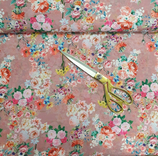 Digital Floral Print Muslin Polyester Soft Dress Drape Craft Fabric 44" By Meter (Design 6)