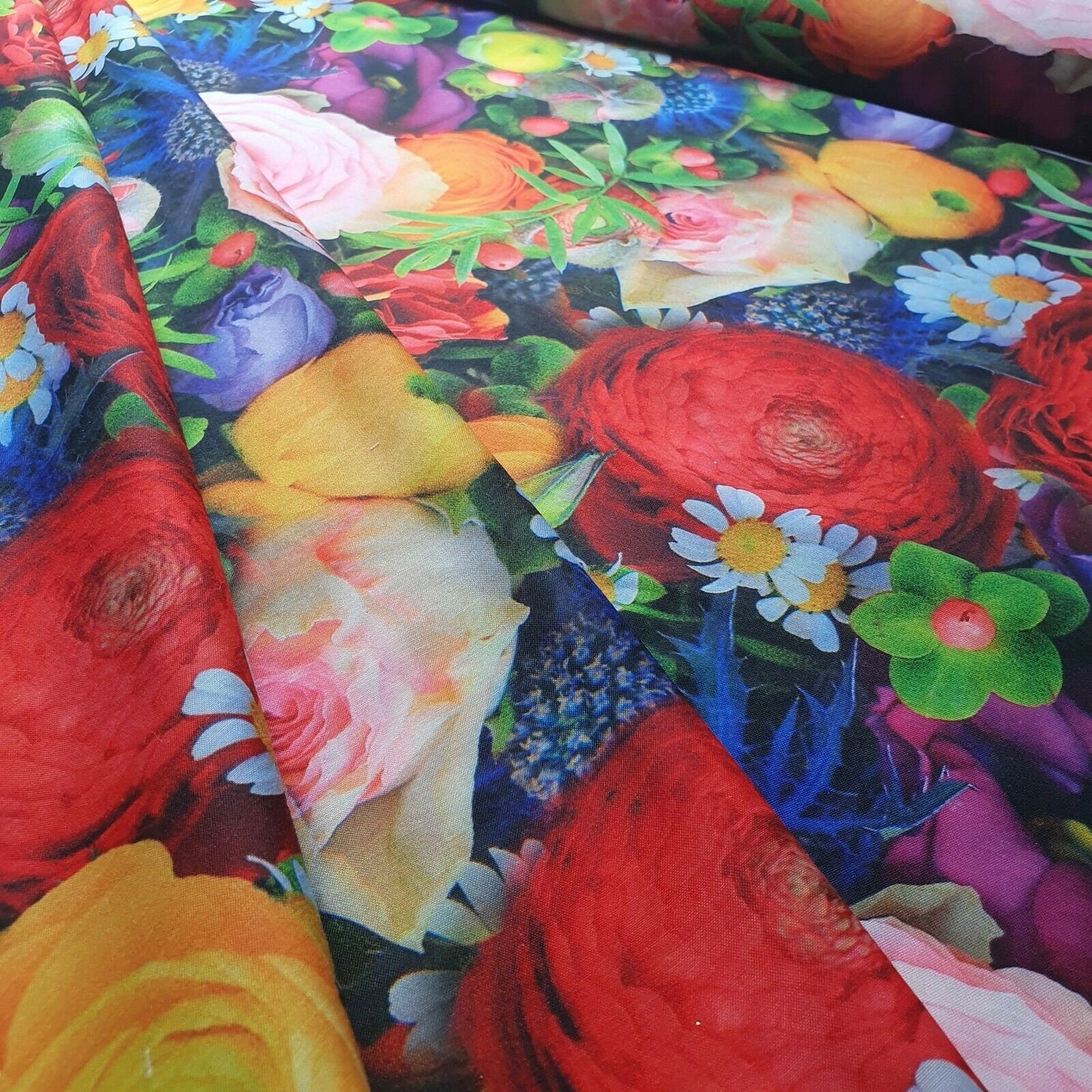 Digital Floral Print Muslin Polyester Soft Dress Drape Craft Fabric 44" By Meter (Design 11)