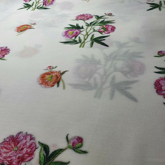 Digital Floral Print Muslin Polyester Soft Dress Drape Craft Fabric 44" By Meter (Design 13)