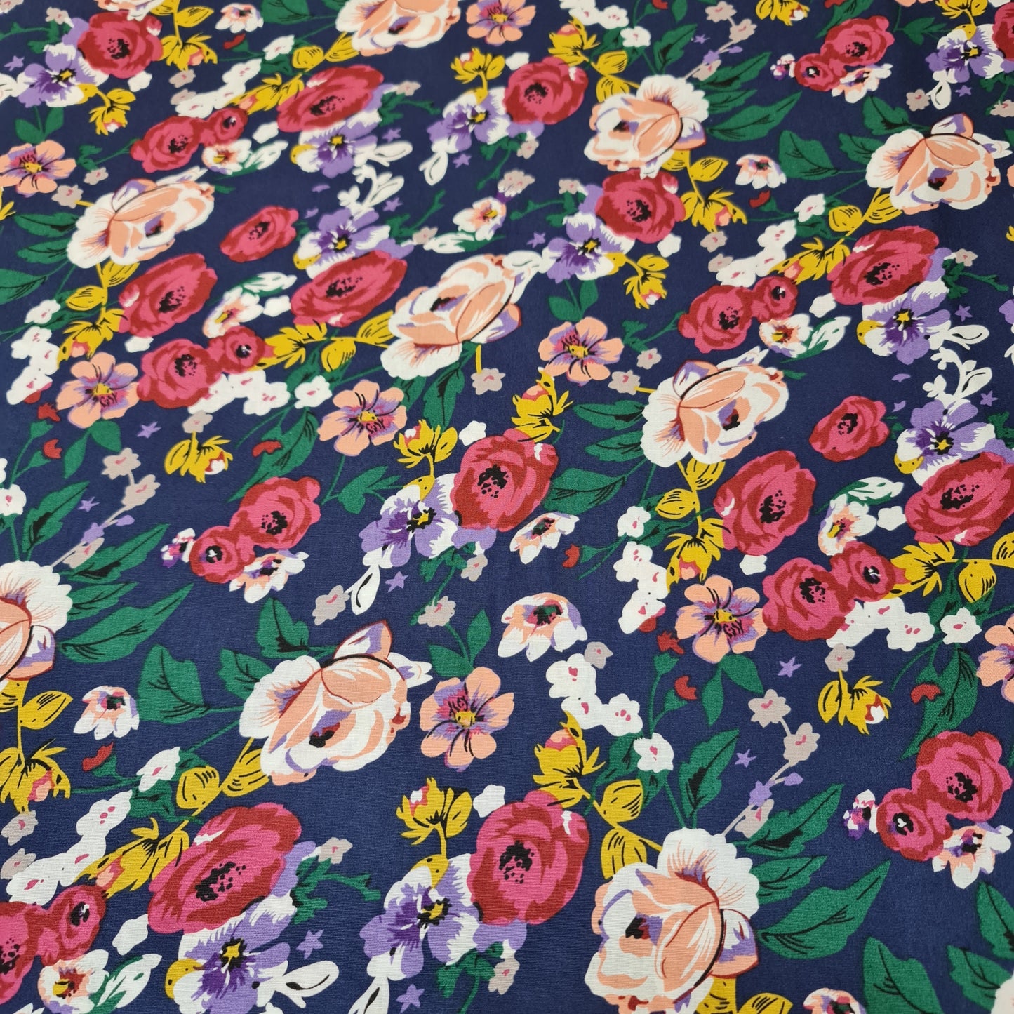 100% Cotton Poplin Daisy Flower Print Fabric Dress Craft Soft Fabric 58" (Print -1)