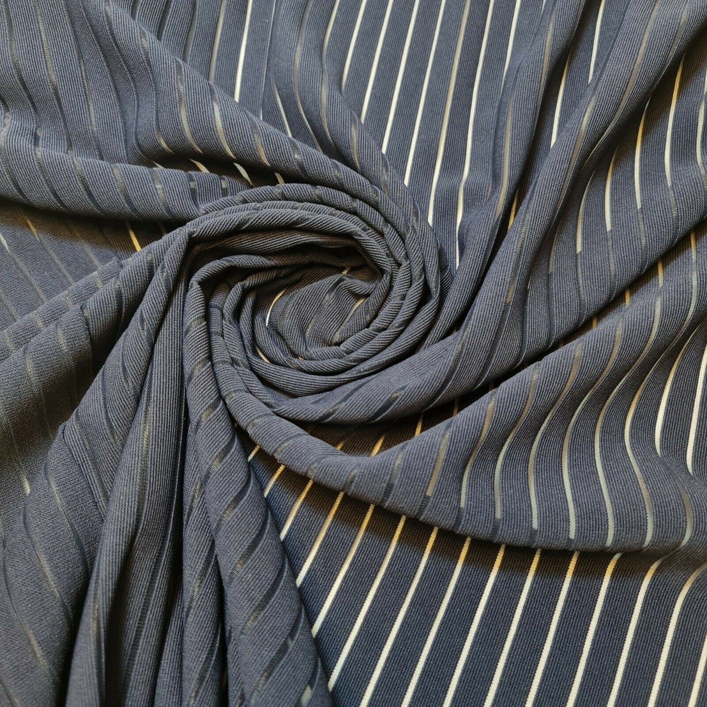 NAVY Viscose 4 Way Stretch Burnout Ribbed Spandex Jersey Dress Fabric 150cm