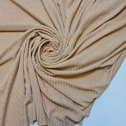 Peach Viscose 4 Way Stretch Ribbed Spandex Jersey Dress Cuffing Fabric 150cm