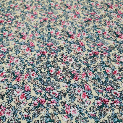 100% Cotton Poplin Daisy Flower Print Fabric Dress Craft Soft Fabric 58" (Print -4)