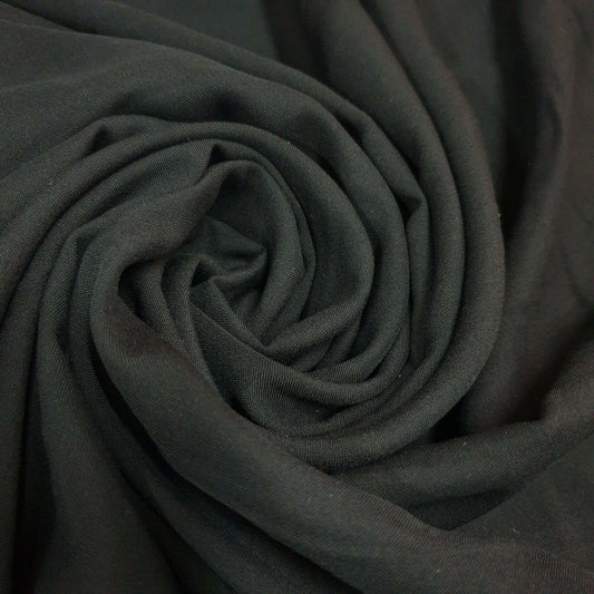 Black Plain Peachskin Powder Touch Dress Soft Drape Dressmaking Fabric 58"
