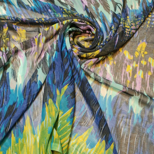 Sommerlicher bedruckter Polyester-Crêpe-Georgette-Stoff aus transparentem Chiffon für Sommerkleider, 111,8 cm (Design 3)