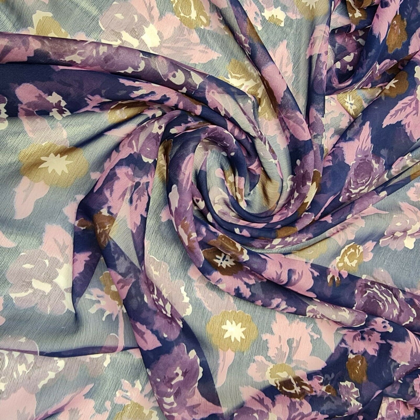 Summer Floral Print Soft Poly Crepe Dress Drape Craft Fabric 58" By The Meter (Design 1)