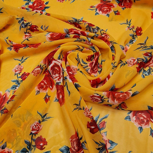 Weicher Poly-Crêpe-Kleiderstoff mit sommerlichem Blumendruck, 147,3 cm, Meterware (Design 2)