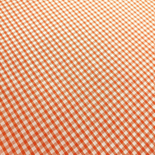 Gingham Polycotton Fabric 1/8" Check Sewing Dressmaking Curtains 112cm 44" Wide (Orange)