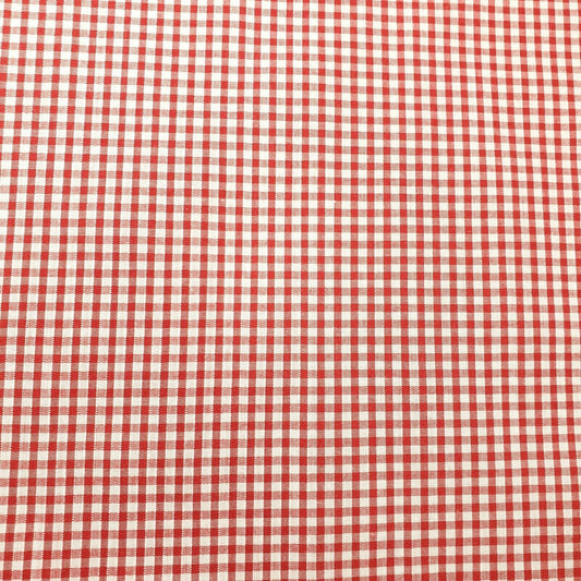 Gingham Polycotton Fabric 1/8" Check Sewing Dressmaking Curtains 112cm 44" Wide(Red)
