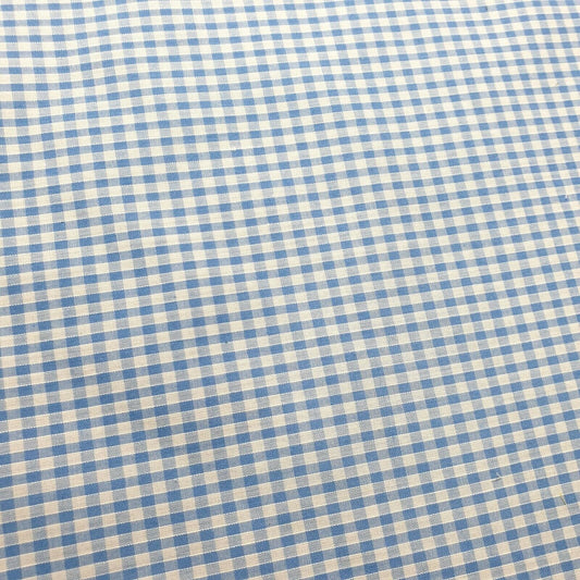 Sky Gingham Polycotton Fabric 1/8" Check Sewing Dressmaking Curtains Uniform Table cover Material 44" Meter