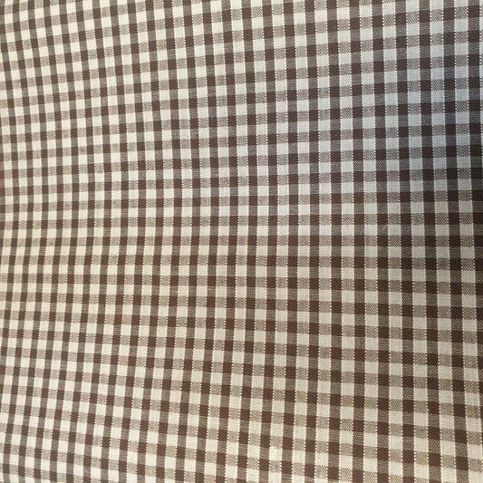 Brown Gingham Polycotton Fabric 1/8" Check Sewing Dressmaking Curtains Uniform Table cover Material 44" Meter