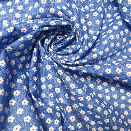 NEW Floral Ditsy Prints Polycotton Blue Craft Dress Fabric by The Metre 44" (Design 2)