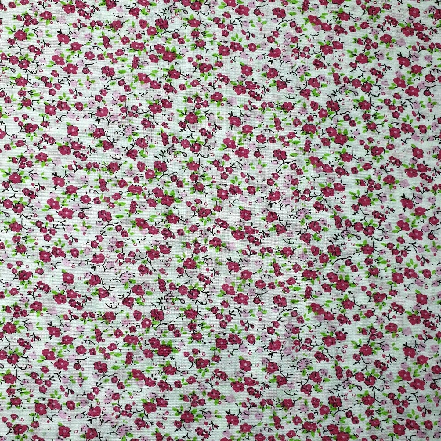 NEW Floral Ditsy Print Polycotton White Craft Dress Fabric by The Metre 44"