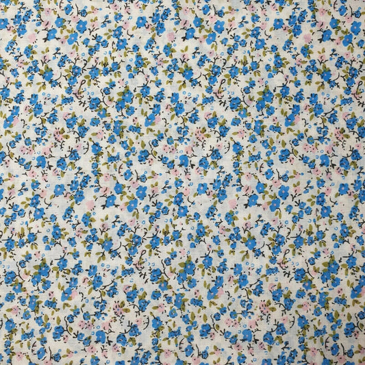 NEW Floral Ditsy Print Polycotton White Craft Dress Fabric by The Metre 44"