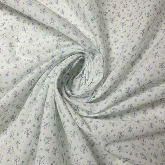 NEW Floral Ditsy Print Polycotton Cream, Craft Dress Fabric by The Metre 44"