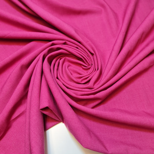 Poly Viscose/Cotton Plain Fabric Non Stretch Dress Craft Material 58" Meter (Hot Pink)