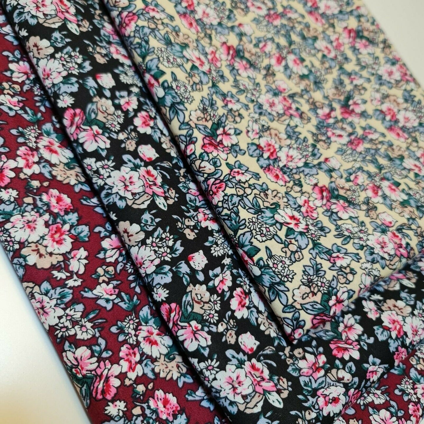 100% Cotton Poplin Floral Spring Bloom Print Fabric Dress Craft Soft Fabric 58" (Cerise Base)