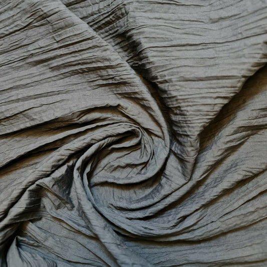 Creased Crinkle 100% Cotton Plain Boho Fabric Material Crushed Craft Dress 55" (Grey)