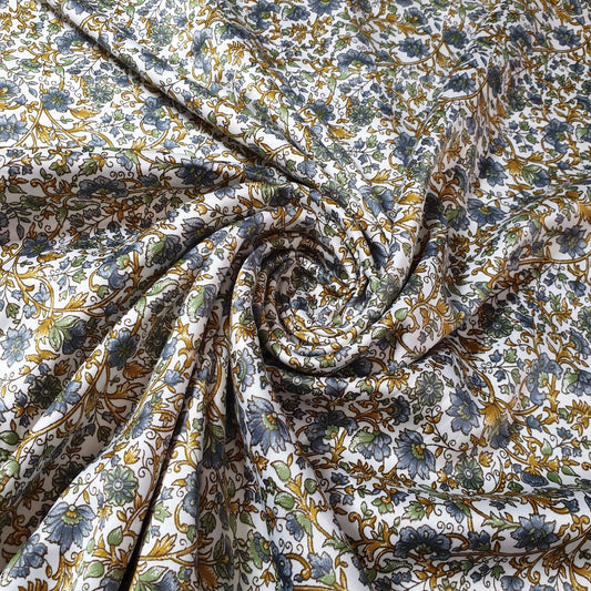 Blumenmuster, bedruckter Seidensatinstoff für Kleider, 147,3 cm, Meterware, d#2 (Farbe 1)